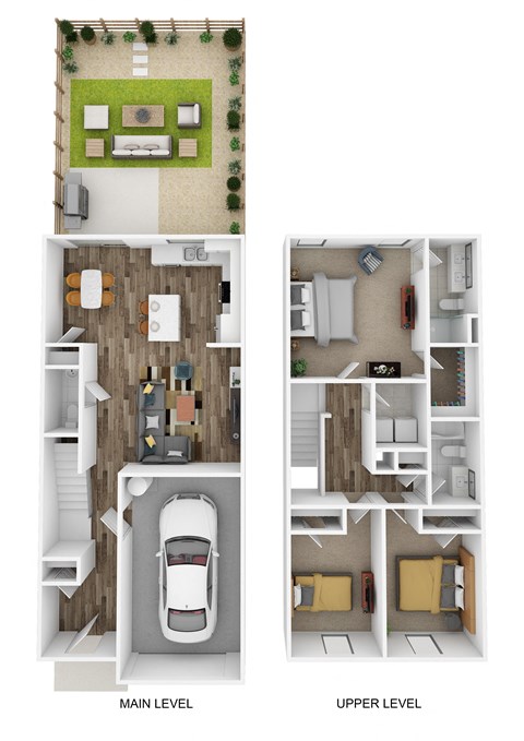 Floor plan for 3 beds, 2.5 baths, 1470 sqft